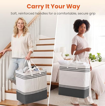 TranquilRelax 3-Pack Laundry Basket, Laundry Hamper, Grey-100L | Freestanding＆Water-Resistant Laundry Hamper, Collapsible Tall Clothes Hamper with Carry Handles for Clothes, Laundry Basket - color: Grey, size: 100L
