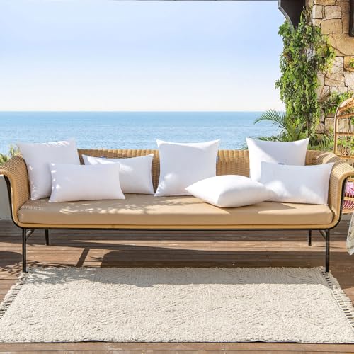 MIULEE Pack of 2 12x20 Inch Outdoor Pillow Inserts | Water-Resistant Decorative Premium Lumbar Pillow Stuffer Sham for Porch Swing Couch Sofa Cushion Patio Furniture - size: 12x20 Inch
