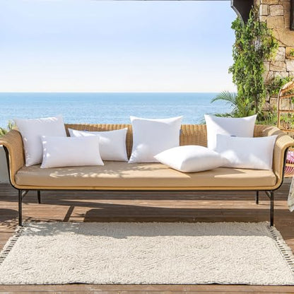 MIULEE Pack of 2 16x16 Inch Outdoor Pillow Inserts | Water-Resistant Decorative Premium Square Pillow Stuffer Sham for Porch Swing Couch Sofa Cushion Patio Furniture - size: 16x16 Inch