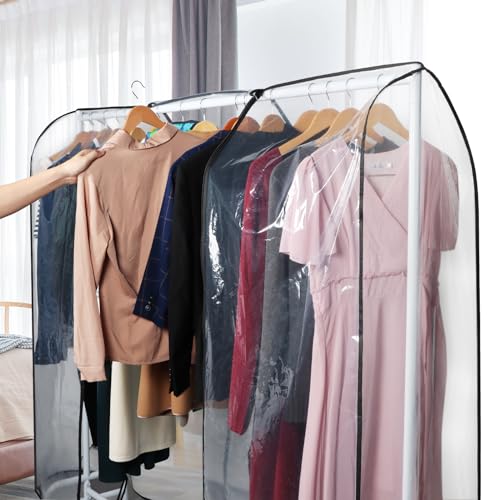 Zilink Clear Garment Rack Cover Transparent Clothes Rack Cover 50 in | Waterproof, Dustproof, Breathable, 2 Durable Zippers, Clear Garment Bags Wardrobe Cover for Garment Rack (Rack Not Included) - size: 50"L x 20"W x 60"H - Clear