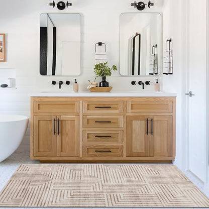 Machine Washable Area Rug Runner - Living Room Bedroom Bathroom Kitchen Entryway Office - Non-Slip Baking Low Pile Stain Resistant Premium - Modern Geometric - Finn - Beige 2'6" x 6' - color: Finn - Beige, size: 2'6" x 6' (Rectangular)