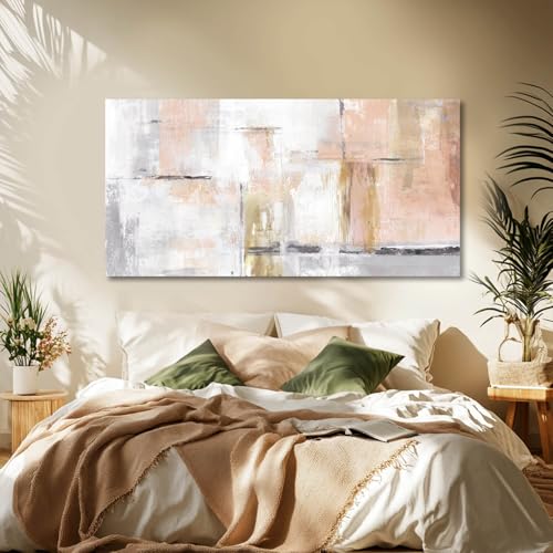 골드 추상 벽 아트 장식 미니멀리스트 유화 61cm x 121.9cm(24 x 48인치) 캔버스 벽 아트 거실용 모던 프레임 사진 벽 홈 오피스 여성용 바로 걸 수 있음 - color: 핑크, size: 48"L x 24"W