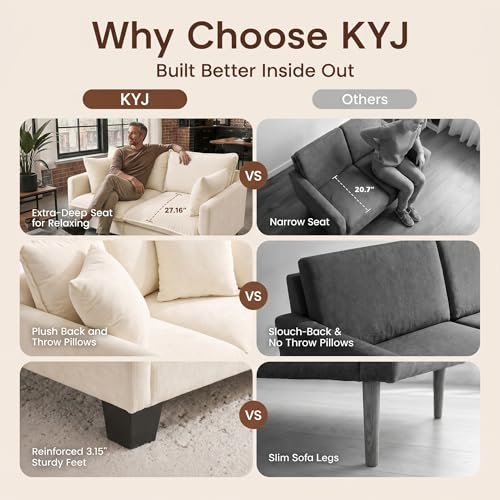 50" Love Seat, Small Cloud Sofa Couch with 2-Layer Cushion & 27" Deep Seat, 2 Pillows for Small Spaces, Bedroom, Apartment, Office, Living Room, in a Box, Beige - color: Beige, size: Loveseat