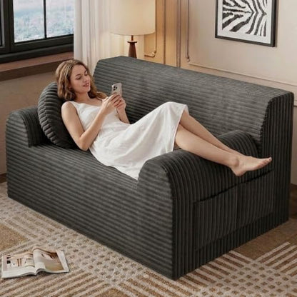 42" Boneless Oversized Chair with Side Pocket, Sofa Small Single Couch in a Box, Deep Seating Boneless Chair for Bedroom Living Room Office Apartment, No Assembly, Dark Grey - color: Dark Grey, size: 42'' Style 3