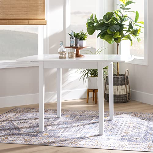 Linon Torino White 30" Square Drop Leaf Table - 30" X 48" Fully Extended - color: White