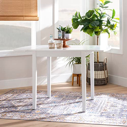 Linon Torino White 30" Square Drop Leaf Table - 30" X 48" Fully Extended - color: White