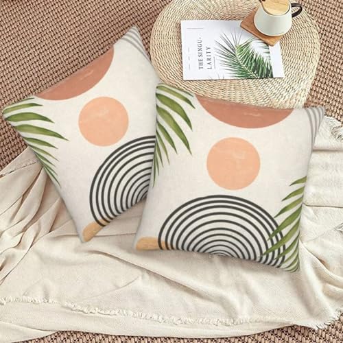 Summer Outdoor Mid Century Boho Pillow Covers 22x22 Set of 2 | Modern Throw Pillow Covers Abstact Sunset Decor Cushion Case for Bed Couch Sofa Home Decorative - color: Sunset, size: 22" x 22" (Pack of 2)
