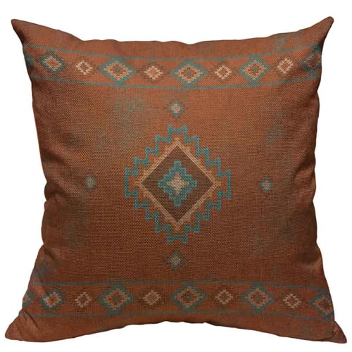Throw Pillow Covers Western Southwest Canyons Desert Copper Turquoise Petroglyph Tribal Cotton Linen Decorative Square Pillowcases Cushion Cover 18 X 18 Inch - color: Multi 12