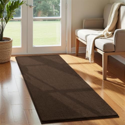 Vasofe 2x4 Brown Runner Rug, Bedroom Hallway Runner Rugs, Memory Foam Rug | Indoor Thickened Bedside Rugs for Kitchen Dorm Kids Boys Room, Machine Washable Low Pile Shag Fluffy Carpets for Entrance - color: Brown, size: 2' x 4' (Rectangular)