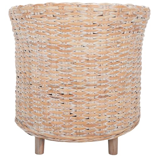 Safavieh Home Omni 18-inch Natural White Wash Rattan Barrel Chair - color: Natural White Wash / White