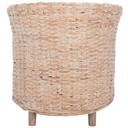 Safavieh Home Omni 18-inch Natural White Wash Rattan Barrel Chair - color: Natural White Wash / White