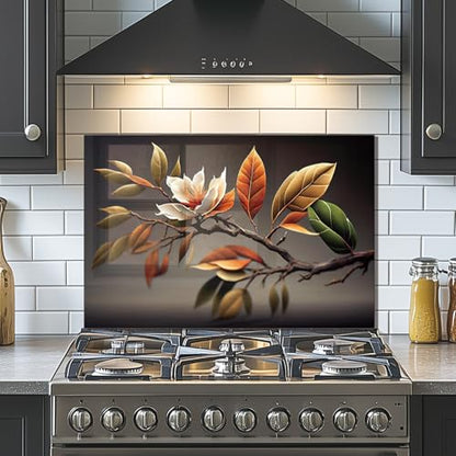 Evgosm tempered glass backsplash for stove, Flowers Stove Splashback, Glass Backsplash, Used for Kitchen Wall Protection and Decoration, Easy to Install and Clean. - size: 30"L x 15"W