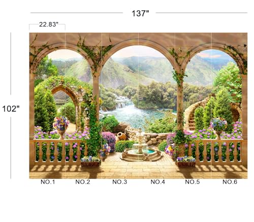 Eierme-Mountain Lake, Waterfall Photo Wallpaper Mural Wallpaper Peel and Stick 137" x 102" - color: No.16, size: 137" x 102"