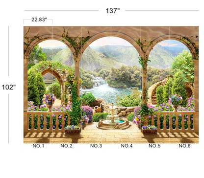 Eierme-Mountain Lake, Waterfall Photo Wallpaper Mural Wallpaper Peel and Stick 137" x 102" - color: No.16, size: 137" x 102"