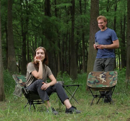 MARCHWAY Lightweight Folding Camping Chair with Spring Lock, Stable Compact Portable for Outdoor Camp, Travel, Beach, Picnic, Festival, Hiking, Backpacking (Lowback Camo) - color: Lowback Camo