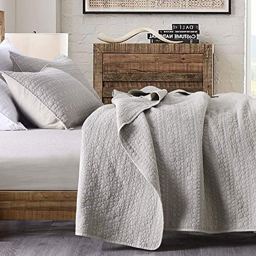 HORIMOTE HOME Quilt Set King Size Beige, Classic Geometric Spots Stitched Pattern, Stone-Washed Microfiber Chic Rustic Look, Ultra Soft Lightweight Quilted Bedspread for All Season, 3 Pieces - color: Beige, size: King