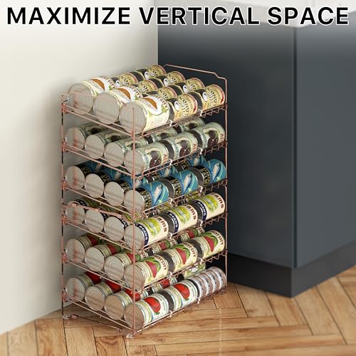 Simple Houseware 3-Tier Stackable Can Organizer Rack 36 Cans, Rose Gold | Can Food Storage Dispenser for Pantry/Cabinet, Adjustable Dividers – 11.5" D x 17" W x 13.75" H - color: Rose Gold