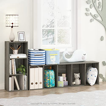 Furinno LUDER Book Shelf, 3-Cube Bookshelf, Bookcase with Open Shelves, 9.3 x 12 x 31.5, Easy Assembly, for Living Room, Bedroom, Home Office, French Oak - color: French Oak, size: 3-Tier Cube