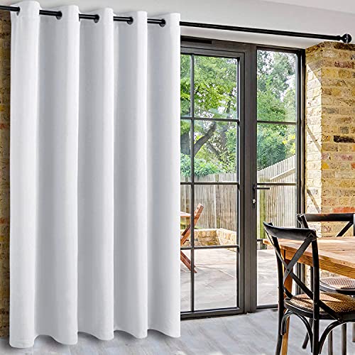DWCN Patio Sliding Door Curtains - Extra Wide Curtains for Glass Door, Room Divider Blackout Thermal Curtain Grommet Panel with Grommet Top for Bedroom Partition, 6.7ft Wide x 7ft Tall, Greyish White - color: Greyish White, size: 80"W x 84"L (Pack of 1)