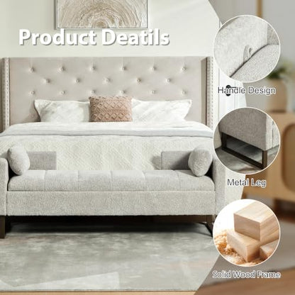 Chifee & Vingol 64" W Storage Benches End of Bed Bench, Light Gray - color: 64"-light Gray