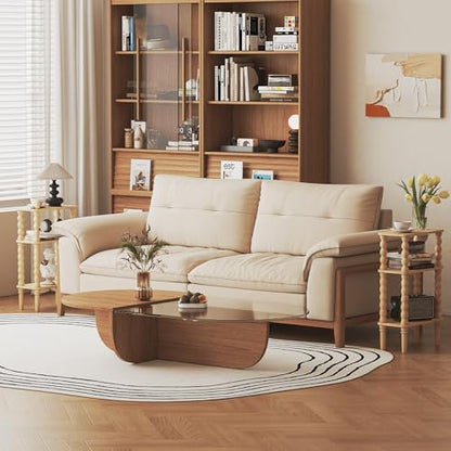 Veegle Side Table, Small End Table with Storage Shelf, 3-Tier Small Coffee Tables for Living Room Bedroom Narrow Spaces(Oak) - color: Natural-3 Tier Shelf