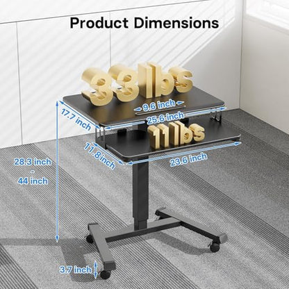 BONTEC Mobile Standing Desk with Keyboard Tray, Mobile Podium on Wheels | Rolling Laptop Sit Stand Desk, Adjustable Height Desk Up to 33lbs, Portable Computer Workstation Cart for Living Room, Office - color: Black
