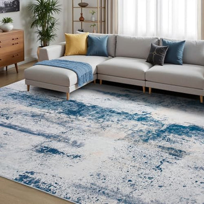 Toneed Abstract Area Rug 5x7 Modern Washable Rug Soft Non Slip Rug Low Pile for Bedroom Living Room Dining Room Dusty Teal Grey - color: Dusty Teal Grey, size: 5' x 7' (Rectangular)