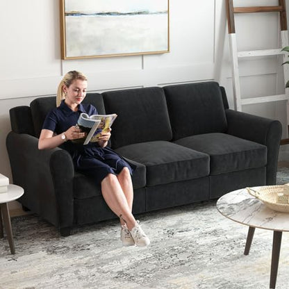 Bonzy Home 2 Piece Sofa Set, 3-Seater Sofa Couch Set of 2, Modern Comfy Sofa with Thick Cushion for Living Room Apartment Office, Black - color: Black, size: 80.7"+80.7"(3 + 3 Seat)