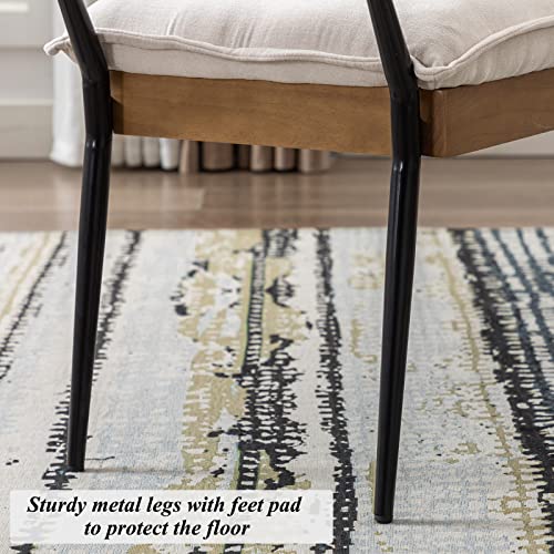 DUOMAY Modern Chenille Ottoman Bench with Arms & Metal Legs, White | Mid Century Rectangle Bench Footstool Dining Bench Entryway Shoe Bench For Bedroom Living Room - color: White