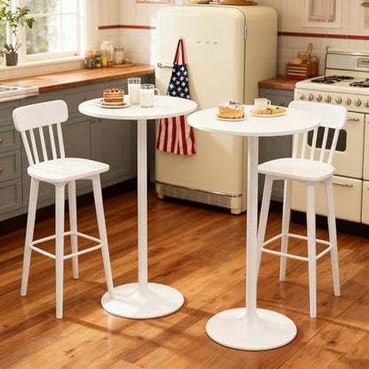 Cocktail Table,Two-in-one Modern Style Standing Circular Bar Table 40"/22" Two Convertible Height Suitable for Dining Room, Restaurant, Kitchen (2, White) - color: White, size: Diameter：23.99‘’