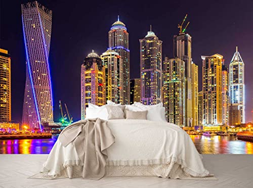 Reyhui Mural Wallpaper Large City Night View | 151"x105" Not Peel and Stick Wall Mural for Bedroom Living Room TV Background Sofa Wall - color: MURAL-012, size: 151" x 105"