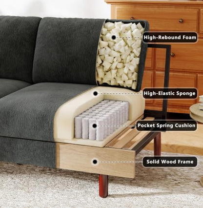 Ihanherry 68" Loveseat Sofa, Small Couch for Small Spaces, Comfy Chenille Sofa with Spring Cushion and Wood Frame, Mid Century Modern Couch, Deep Seat Couch for Living Room Bedroom Office, Black - color: Black