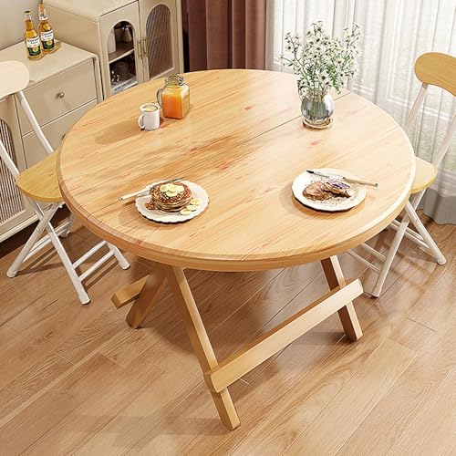 Expandable Round Drop Leaf Dining Table - Space-Saving Folding Design for Small Spaces, Multifunctional and Versatile Dining Table, Perfect for Compact Living Areas. - color: Yellow, size: 100CM/39.3IN