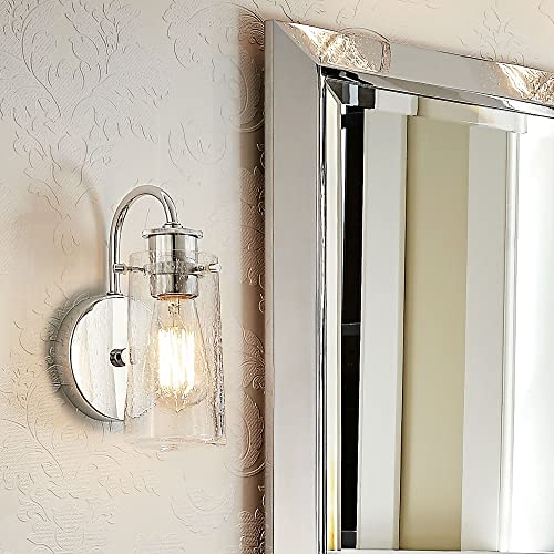 Kichler Braelyn 9.5" Wall Sconce in Chrome, 1-Light Industrial Wall Mount with Clear Seeded Glass, (9.5" H x 5" W), 45457CH - color: Chrome, size: 1-Light