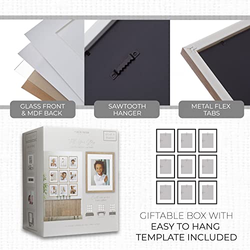 Sheffield Home 9 Piece Gallery Wall Frame Set, 11x14 Inch, Light Natural - color: Light Natural, size: 11x14 Inch