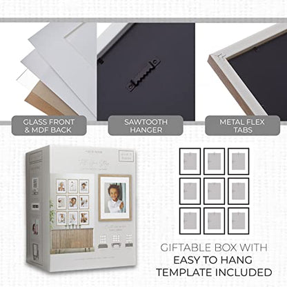 Sheffield Home 9 Piece Gallery Wall Frame Set, 11x14 Inch, Light Natural - color: Light Natural, size: 11x14 Inch