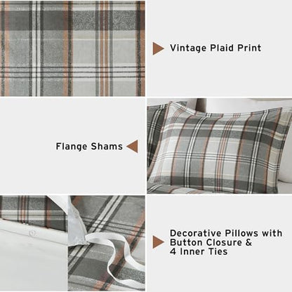 Intelligent Design Plaid Lodge Modern Tan/Gray Twin Duvet Cover Set, 2pc | Girls Bedroom Bedding, Back to School, Casual, Lightweight, All-Season, Machine Washable, Easy Care, Cozy, Breathable, Soft - color: Tan/Gray, size: T/TXL Duvet Cover
