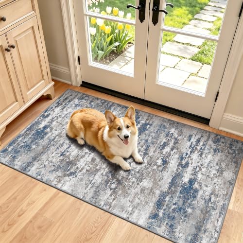 Entryway Runner Rug 2x4ft,Non Slip Carpet Runner,Multi | Machine Washable Runner Rug with Silicone Backing; Stain Resistant Surface for Entryways, Kitchens and High Traffic Areas - color: Abstract-multi, size: 2' x 4' (Runner)