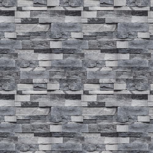 Timeet Grey Brick Wallpaper Peel and Stick Stone Wall Paper 17.7”X 118”Self Adhesive Removable Vintage Brick Contact Paper Faux Textured Wallpaper Home Decoration - color: Vintage Grey, size: 17.7" x 118.1"