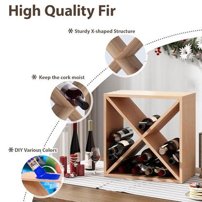 96 Bottle Wine Rack Countertop Wine Storage Cube Freestanding Wine Holder Wood Storage Shelf for Home Kitchen Bar - size: 96 Bottles