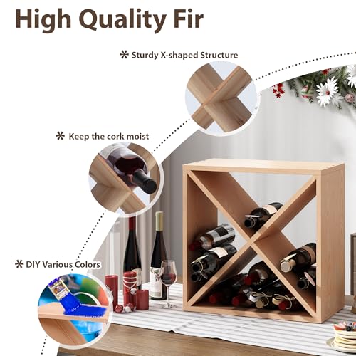 Stackable Wine Rack 48 Bottle Liquor Display Storage Cube Free Standing Floor Wine Cabinet for Cellar & Kitchen - size: 48 Bottles