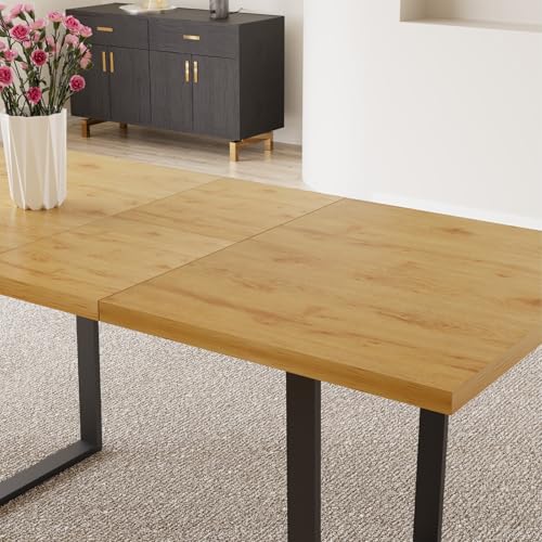 Mid-Century Extendable Dining Table Set, 51"-67", 6 Upholstered Chairs - color: Table, size: 51"-67"
