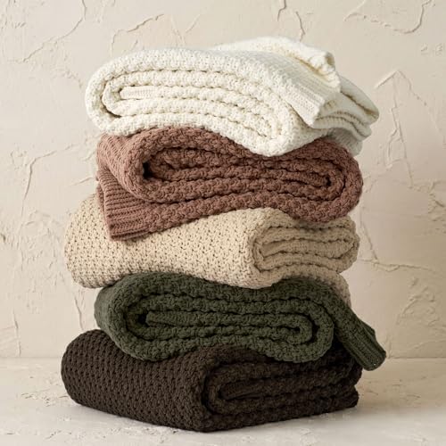 EVERGRACEHOME Chunky Chenille Knit Throw Blanket, 60 x 80, Cocoa Brown | Sculpted Moss Stitch, Chic Modern Farmhouse, All-Season Warmth, OEKO-TEX® Certified, Elegant Blanket for Couch, Bed, Sofa - color: Cocoa Brown, size: 60" X 80"