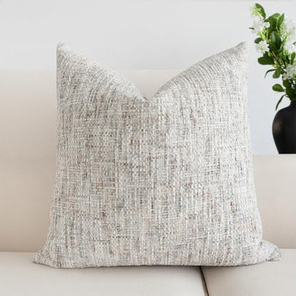 Textured Chenille Throw Pillow Cover 24x24 Inch Soft Neutral Woven Accent Boho Farmhouse Square Decorative Cushion Case for Modern Home Decor Bed Couch Sofa Living Room - size: 24" x 24" (Pack of 1)