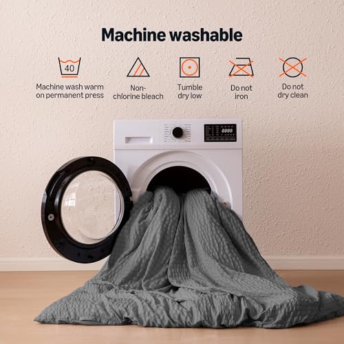 Amazon Basics Duvet Cover Set with Jacquard Geometric Pattern, 3-Piece with 1 Duvet Cover and 2 Pillow Shams, Comforter Not Included, Queen, Dark Gray - color: Dark Gray, size: Queen