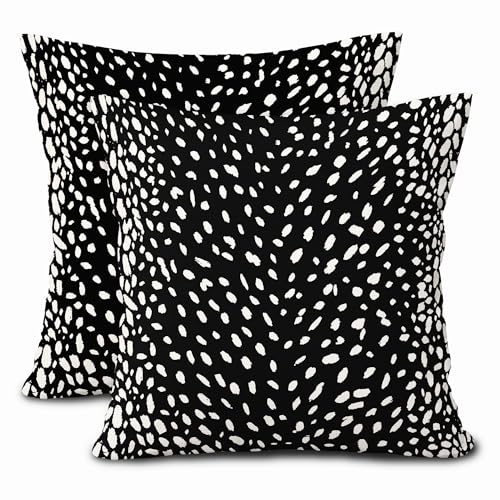 Antelope Black White Pillow Covers 18X18 Inch Neutral Animal Faux Fawn Decorative Pillow Cases Modern Euro Cotton Linen Throw Pillows Set of 2 Farmhouse Home Decor for Sofa Couch Porch Outdoor - color: 2-black Fawn, size: 18" x 18" (Pack of 2)