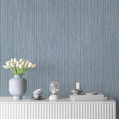 Toduso Light Blue Grasscloth Peel and Stick Wallpaper Modern Texture Contact Paper Bathroom Self Adhesive Wallpaper Removable Waterproof Wall Paper for Bedroom Cabinets Drawers Desk 17.3"x196.8" - color: Light Blue, size: 17.3" x 196.8"