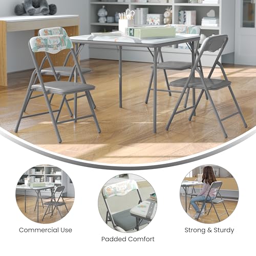 Flash Furniture Mindy Kids 5-Piece Folding Table and Chair Set, Printed | Daycare and Classroom, Children's Activity Table, Portable - color: Printed, size: 5 Piece Set