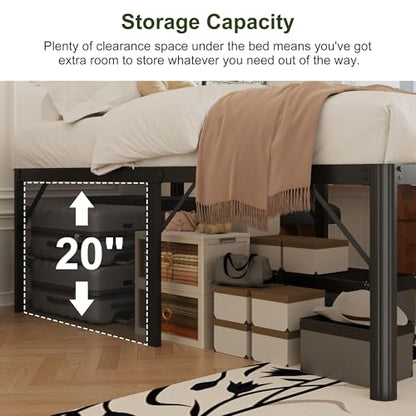 Yicensen 22 Inch High Twin Bed Frames with Rounded Corner Legs, Heavy Duty Metal Twin Size Platform Bed Frame No Box Spring Needed, Easy Assembly, Noise Free, Black - size: Twin, style: 22 Inch