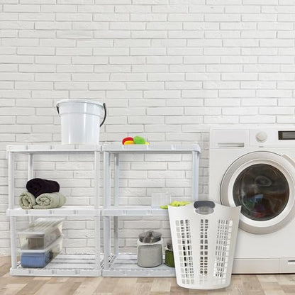 Gracious Living Laundry Basket, Easy Carry Flex Collapsible Hamper, 87.5L | Large Plastic Clothes Storage Organizer for Home, Bathroom, and Bedroom, White - size: 1 Pack